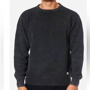 Katin Swell Sweater Washed Black Ribbed Fisherman Heavy Knit Minimalist-XXL